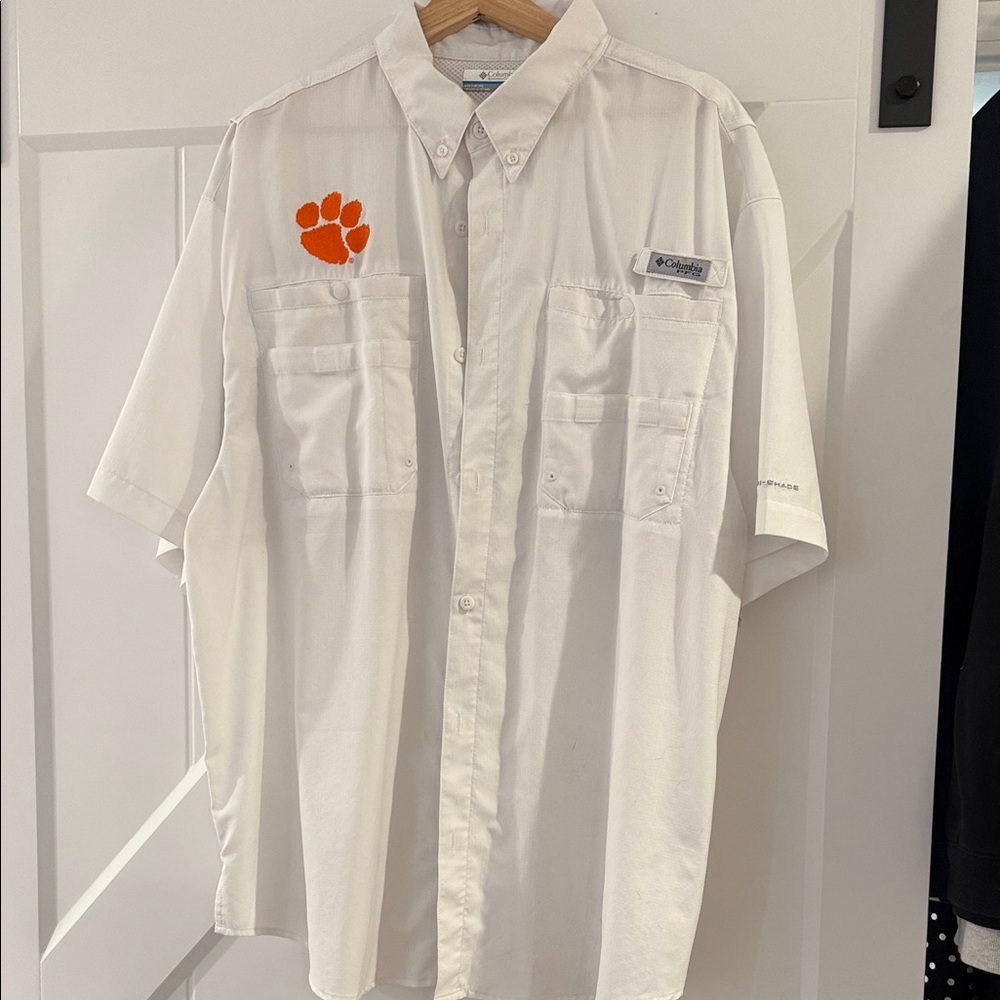 Columbia Men's White Shirt with CLEMSON logo
